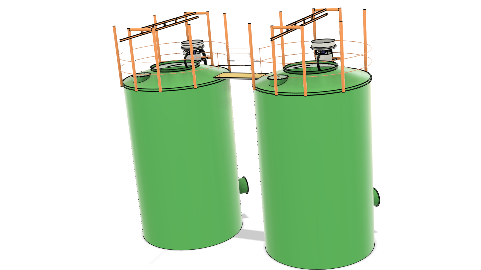 100立方米水箱的布局，现在配备了圆形振动筛。