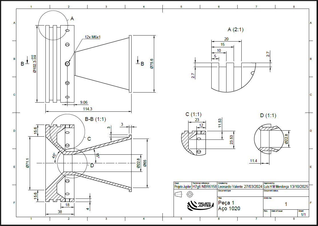 EPUSP 木星项目的喷嘴