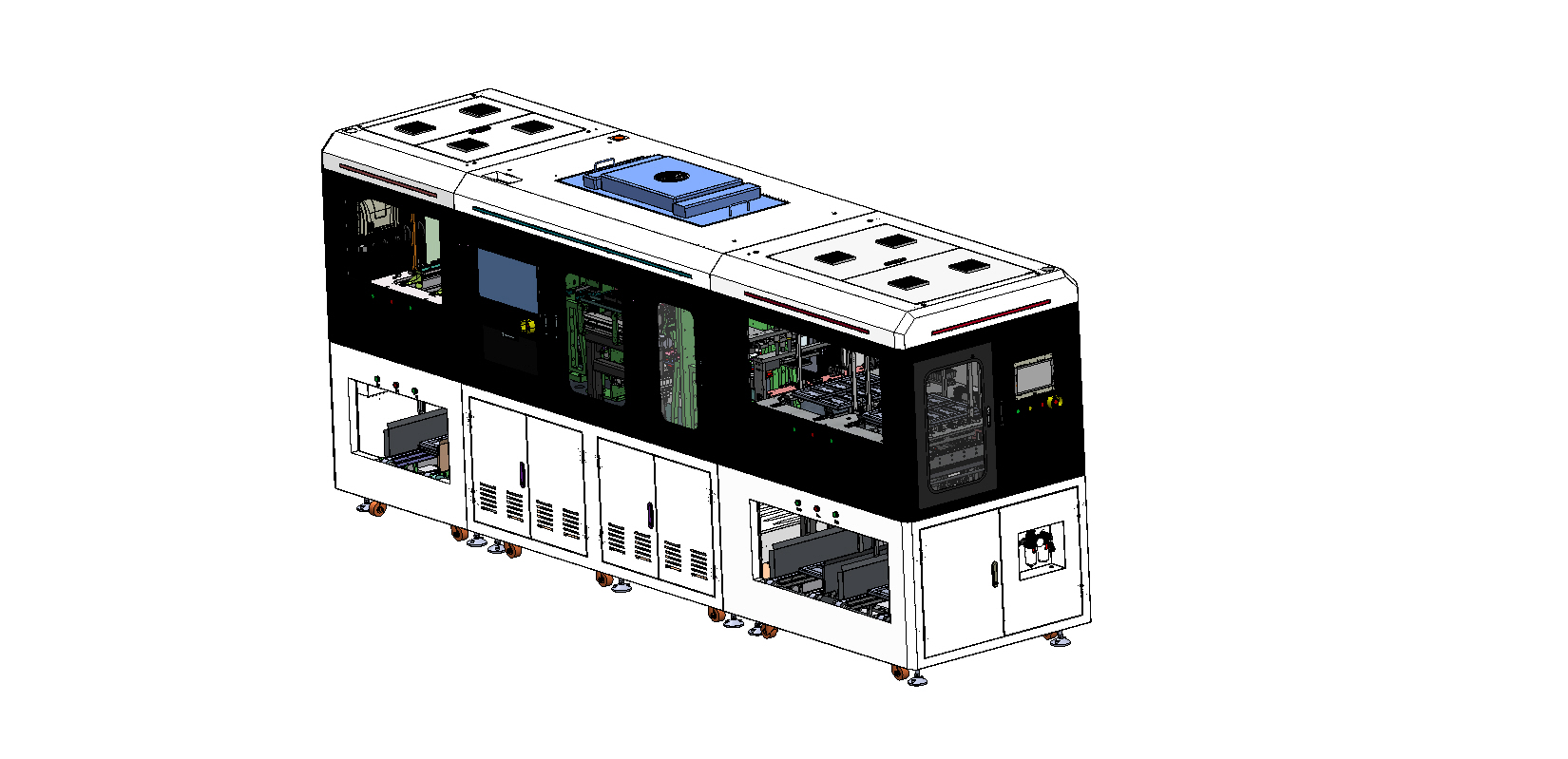 此设备为视觉对手机中框的检测，对手机内腔检测，外形尺寸，划痕，瑕疵等检测