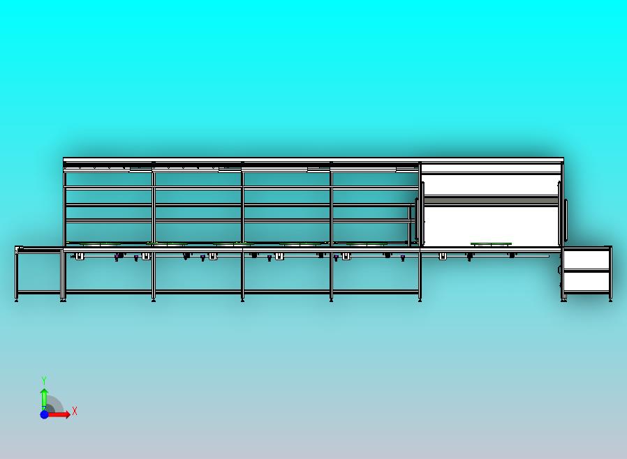 无动力滚筒线，每个工位带主挡与止回，手动阀放行