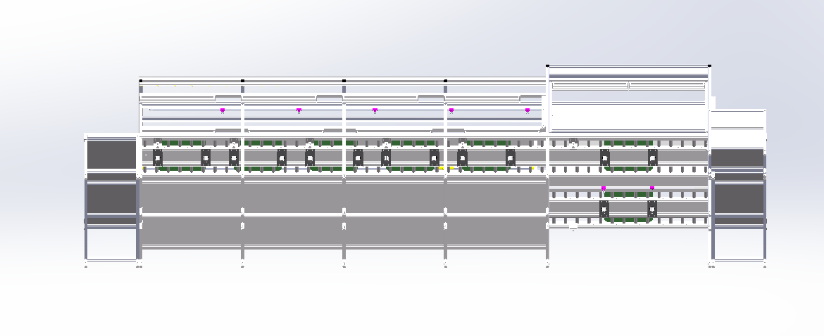 无动力滚筒线，每个工位带主挡与止回，手动阀放行