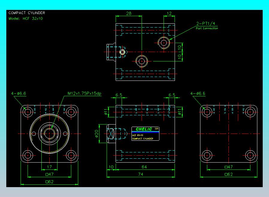 薄型气缸转角下压缸2D-HCF32x10