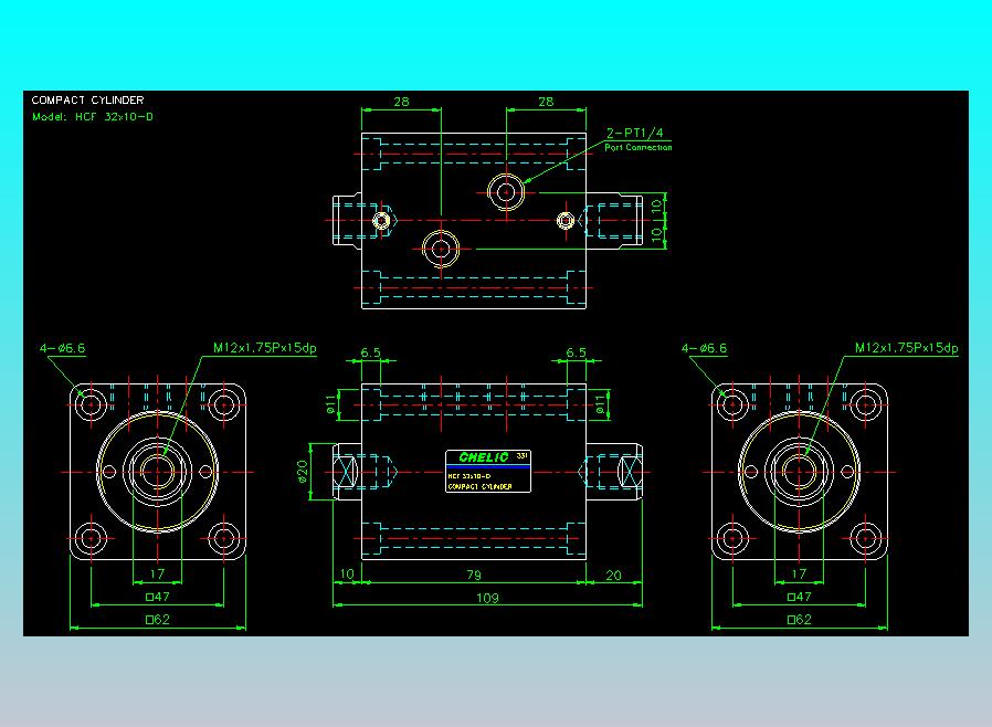 薄型气缸转角下压缸2D-HCF32x10-D