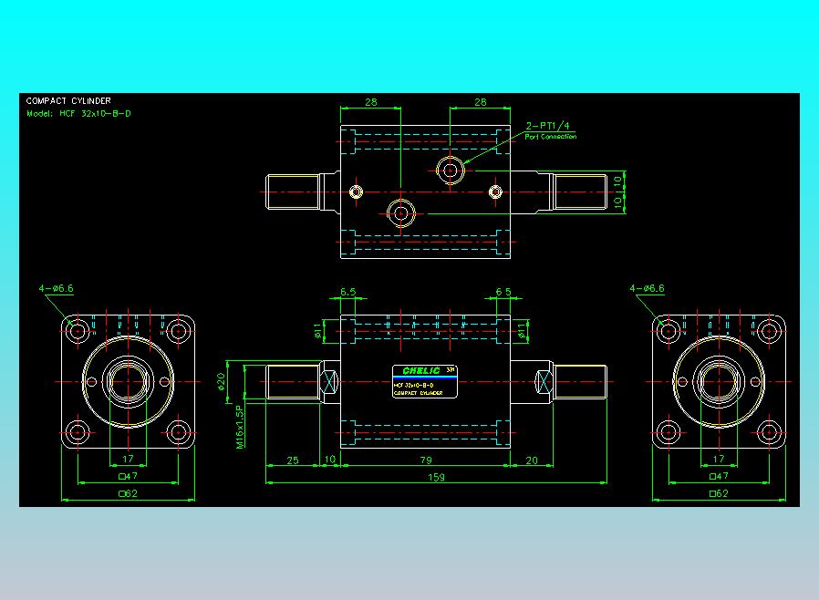 薄型气缸转角下压缸2D-HCF32x10-D-B