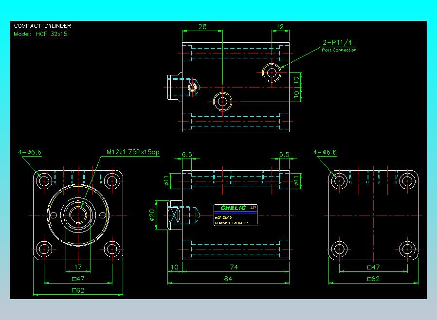 薄型气缸转角下压缸2D-HCF32x15
