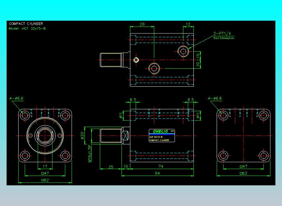 薄型气缸转角下压缸2D-HCF32x15-B