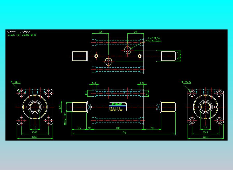 薄型气缸转角下压缸2D-HCF32x20-D-B
