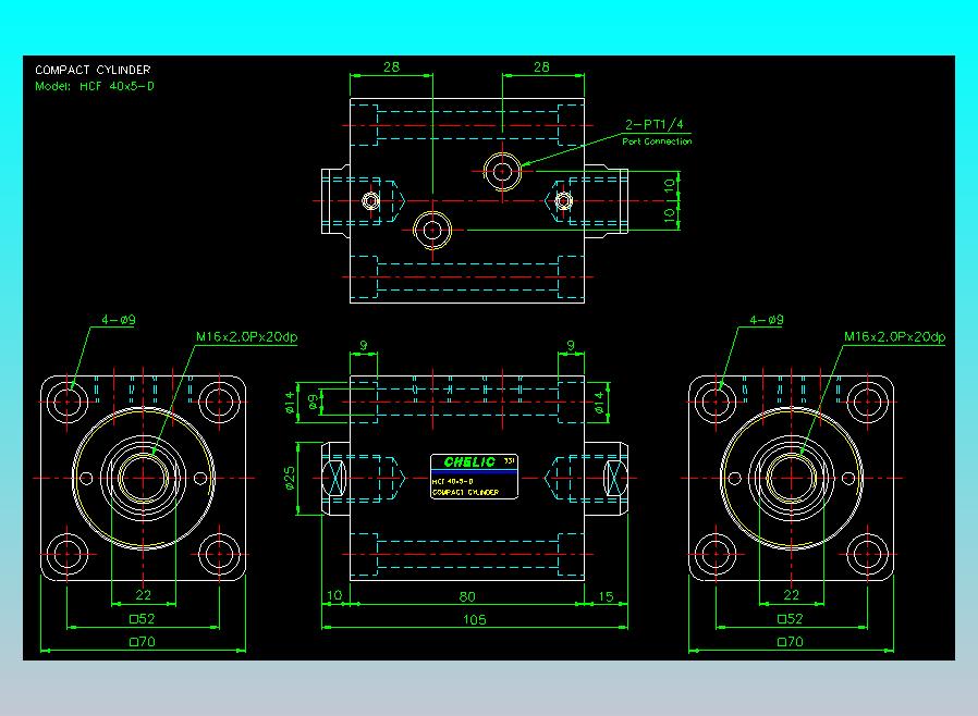 薄型气缸转角下压缸2D-HCF40x5-D
