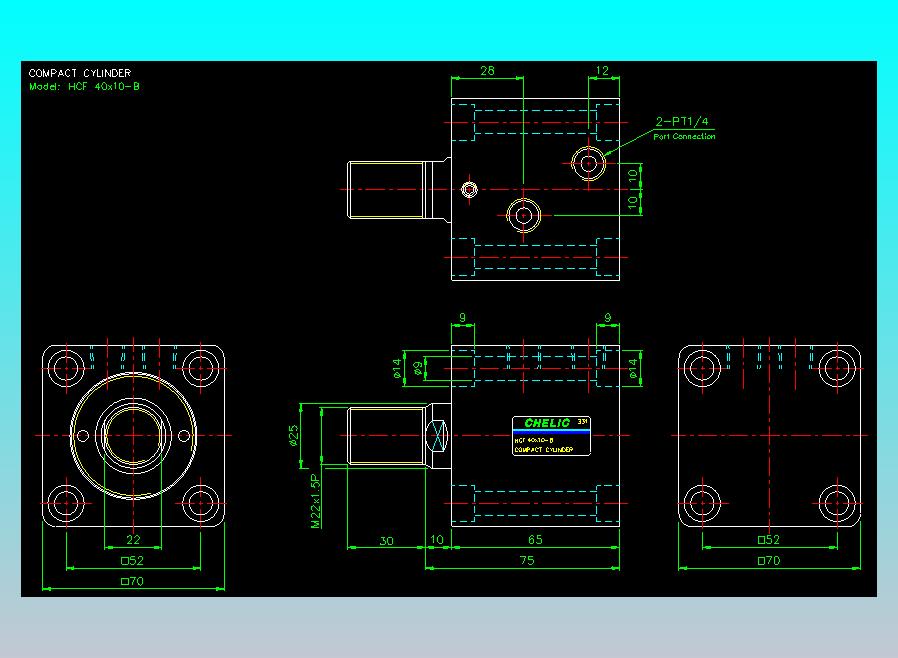薄型气缸转角下压缸2D-HCF40x10-B