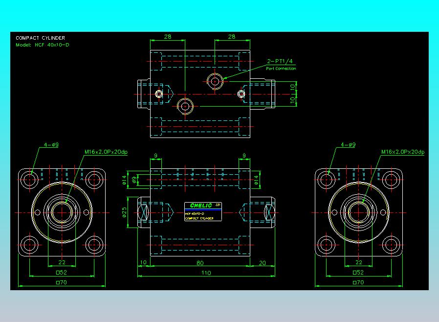 薄型气缸转角下压缸2D-HCF40x10-D