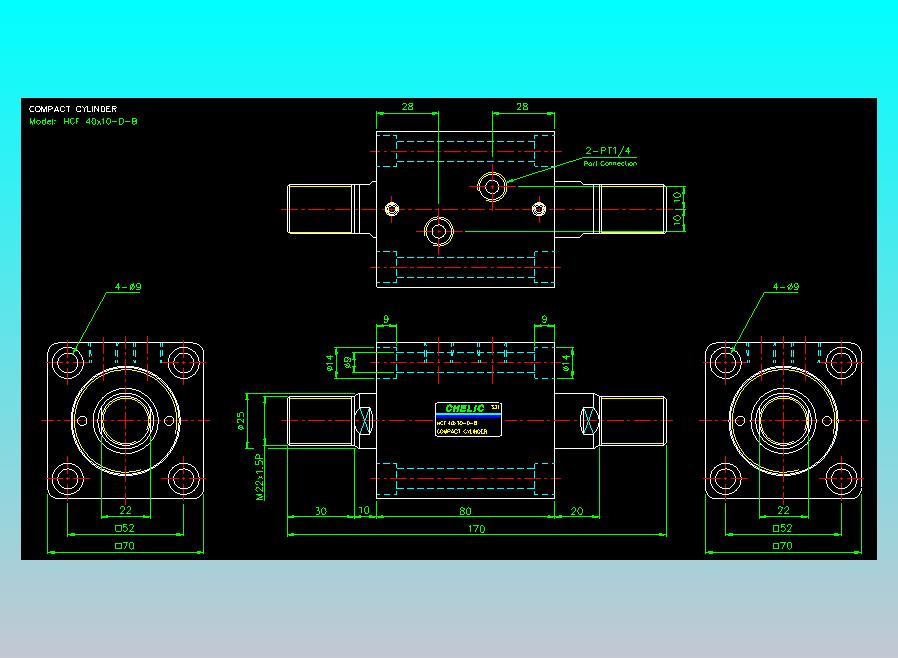 薄型气缸转角下压缸2D-HCF40x10-D-B