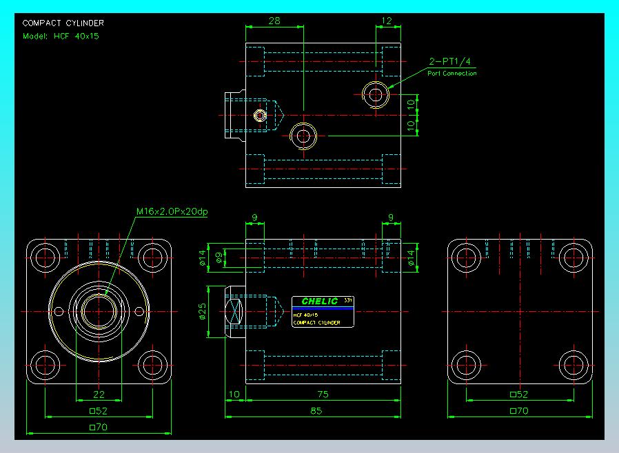 薄型气缸转角下压缸2D-HCF40x15