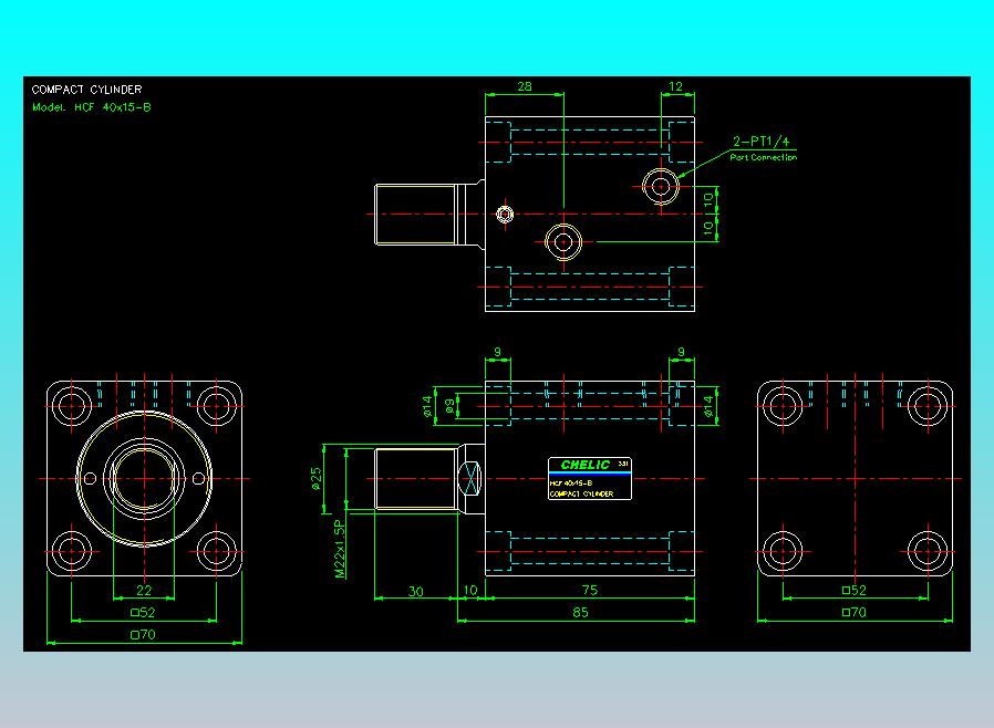 薄型气缸转角下压缸2D-HCF40x15-B