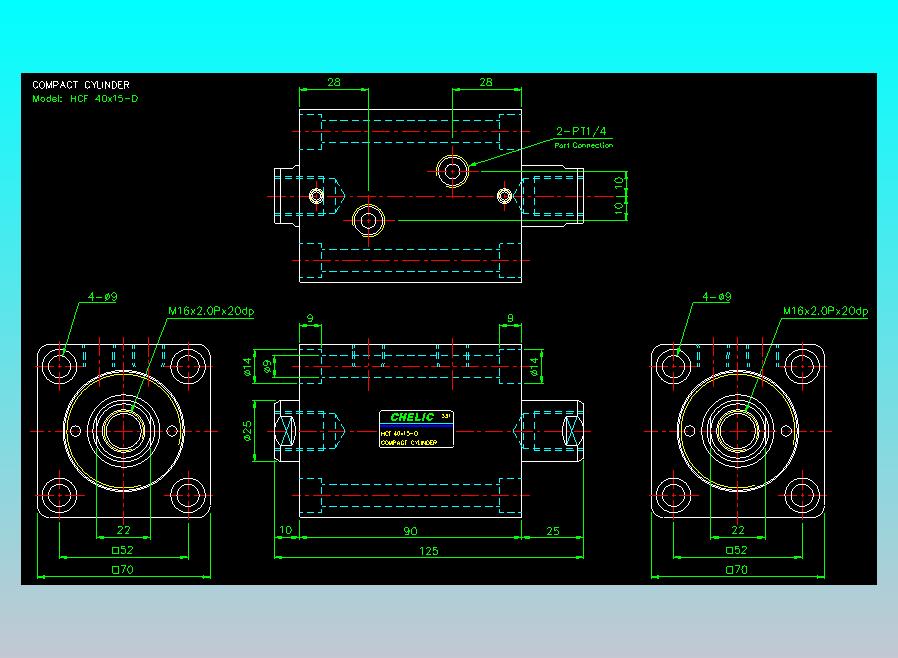 薄型气缸转角下压缸2D-HCF40x15-D