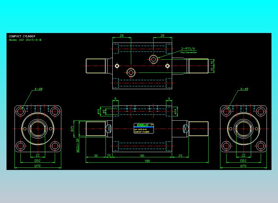 薄型气缸转角下压缸2D-HCF40x15-D-B