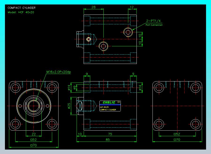 薄型气缸转角下压缸2D-HCF40x20
