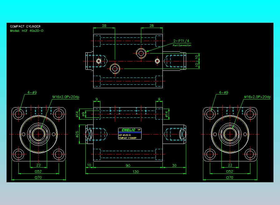 薄型气缸转角下压缸2D-HCF40x20-D