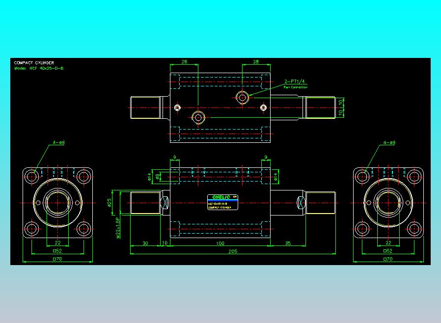 薄型气缸转角下压缸2D-HCF40x25-D-B