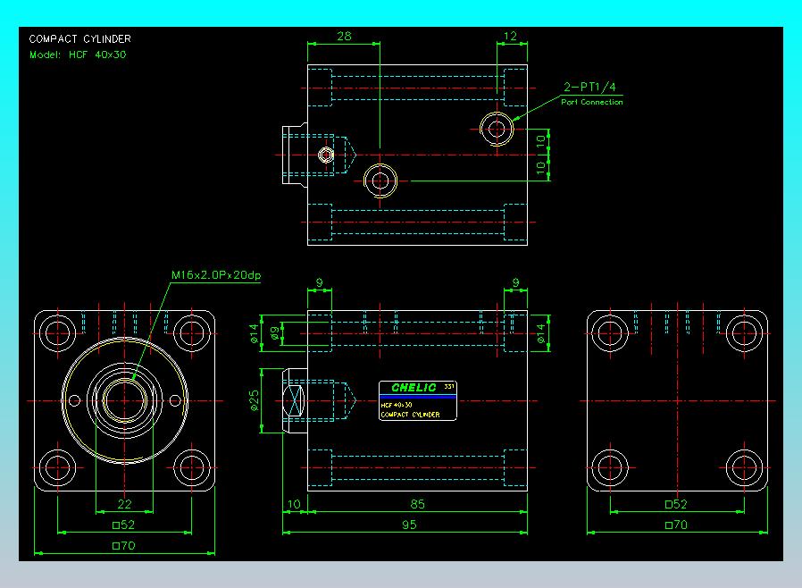 薄型气缸转角下压缸2D-HCF40x30