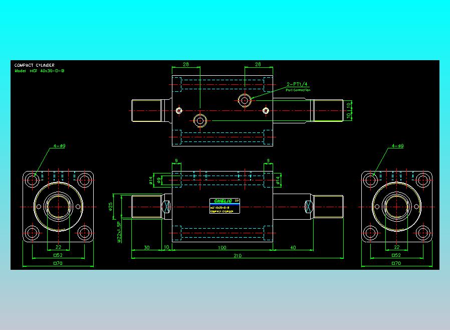 薄型气缸转角下压缸2D-HCF40x30-D-B