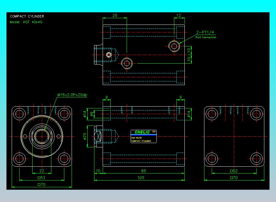薄型气缸转角下压缸2D-HCF40x40