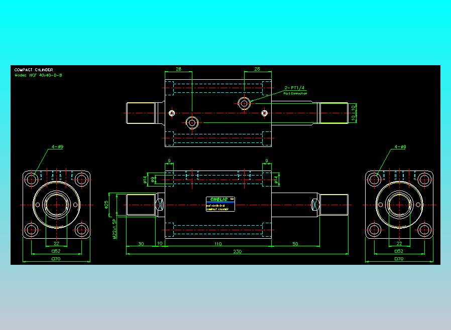 薄型气缸转角下压缸2D-HCF40x40-D-B
