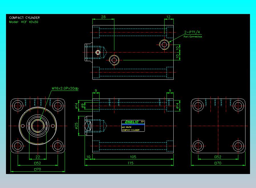 薄型气缸转角下压缸2D-HCF40x50