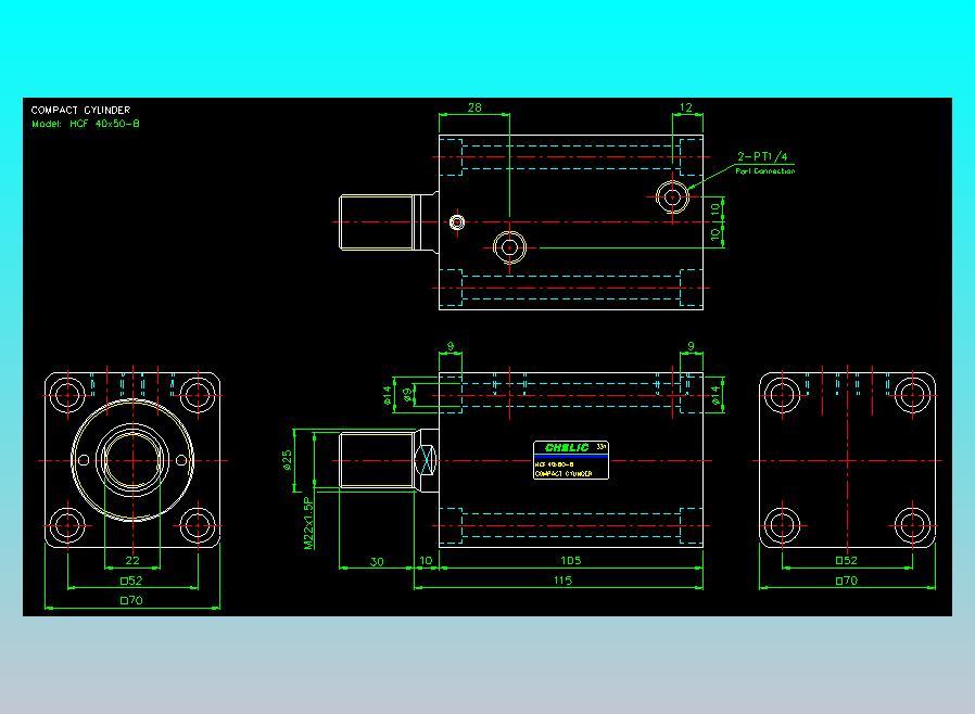 薄型气缸转角下压缸2D-HCF40x50-B
