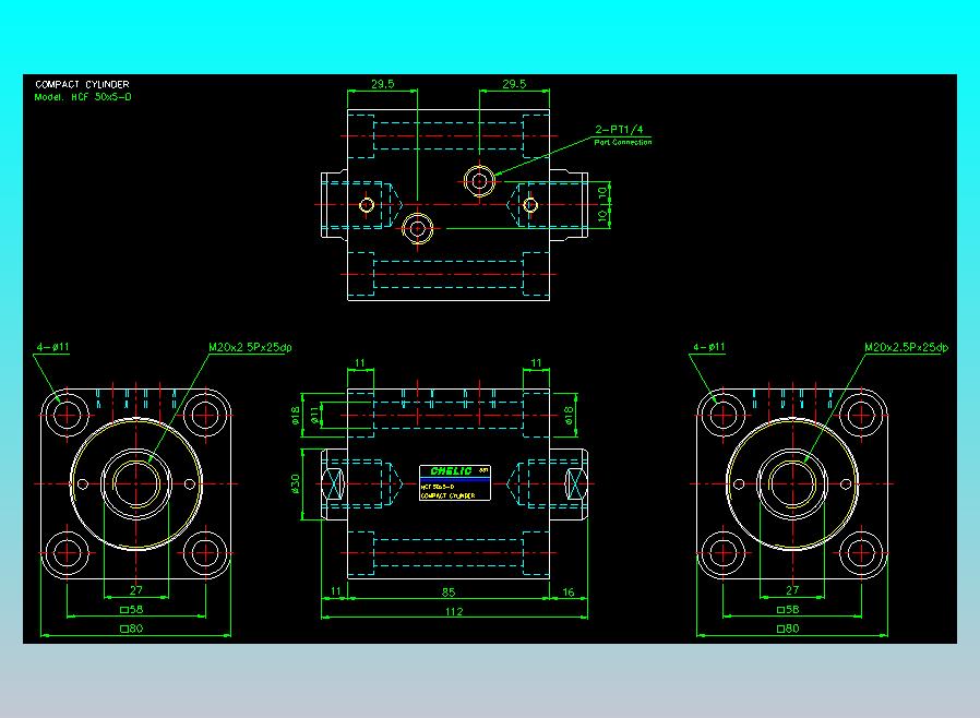 薄型气缸转角下压缸2D-HCF50x5-D
