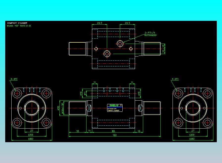 薄型气缸转角下压缸2D-HCF50x5-D-B