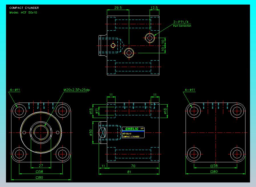薄型气缸转角下压缸2D-HCF50x10