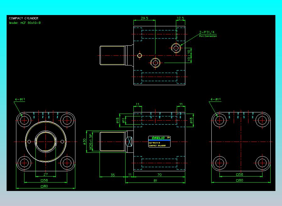 薄型气缸转角下压缸2D-HCF50x10-B