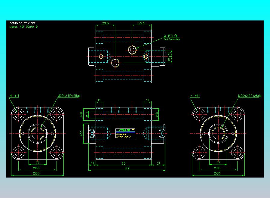 薄型气缸转角下压缸2D-HCF50x10-D