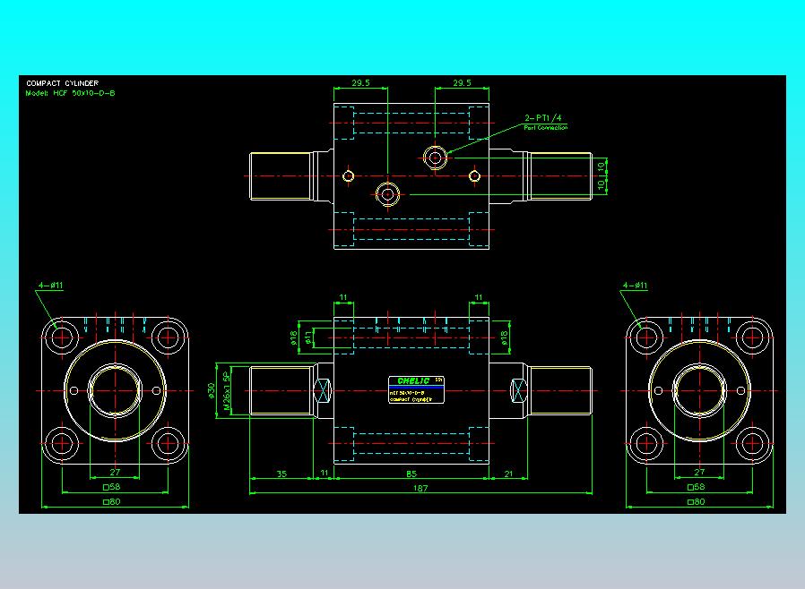 薄型气缸转角下压缸2D-HCF50x10-D-B