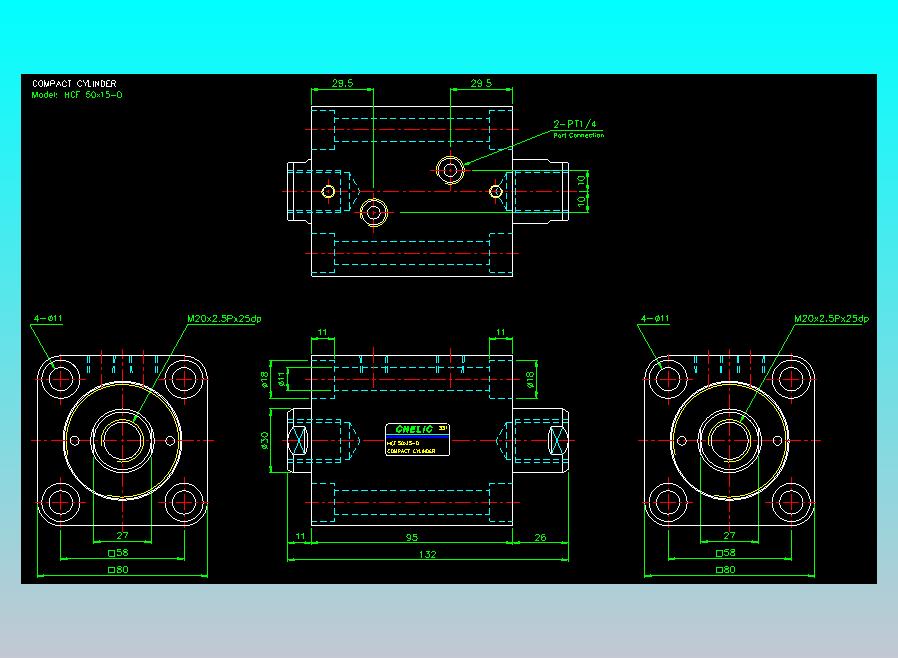 薄型气缸转角下压缸2D-HCF50x15-D