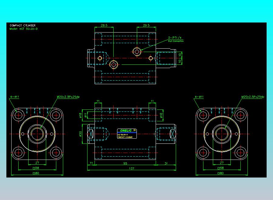 薄型气缸转角下压缸2D-HCF50x20-D