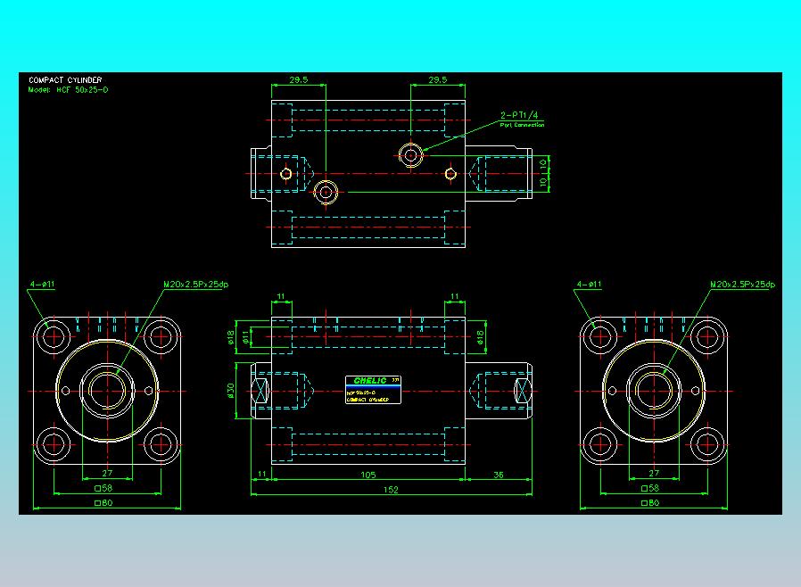 薄型气缸转角下压缸2D-HCF50x25-D