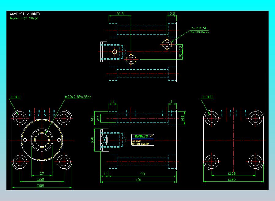 薄型气缸转角下压缸2D-HCF50x30