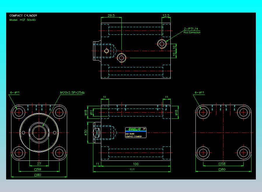 薄型气缸转角下压缸2D-HCF50x40