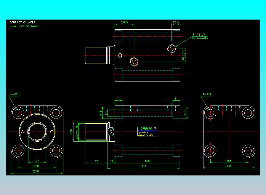 薄型气缸转角下压缸2D-HCF50x40-B