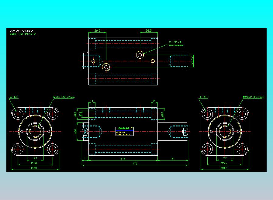 薄型气缸转角下压缸2D-HCF50x40-D