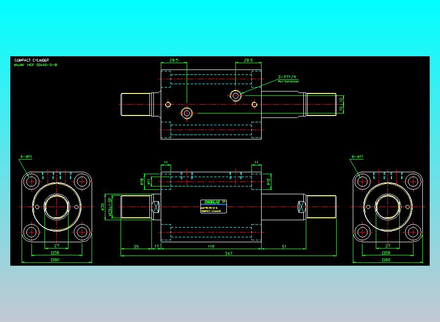 薄型气缸转角下压缸2D-HCF50x40-D-B