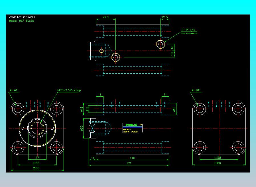 薄型气缸转角下压缸2D-HCF50x50