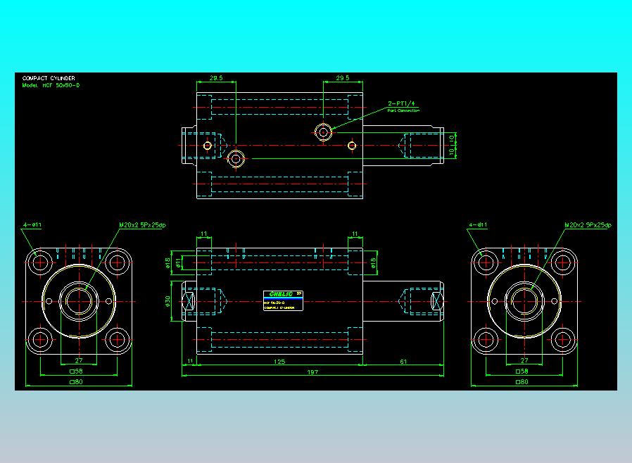 薄型气缸转角下压缸2D-HCF50x50-D