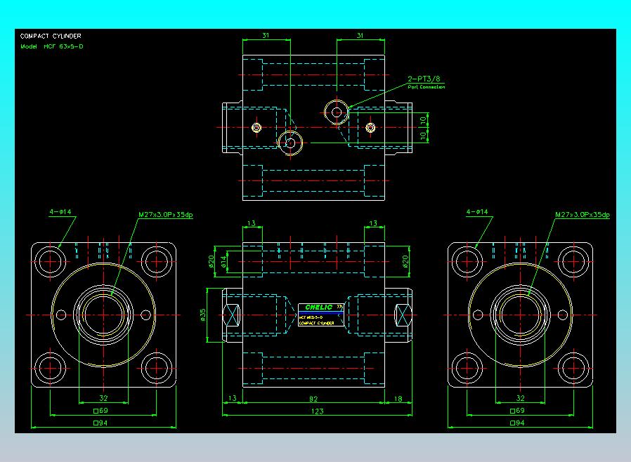 薄型气缸转角下压缸2D-HCF63x5-D