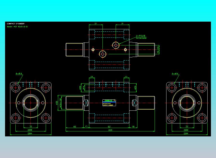 薄型气缸转角下压缸2D-HCF63x5-D-B