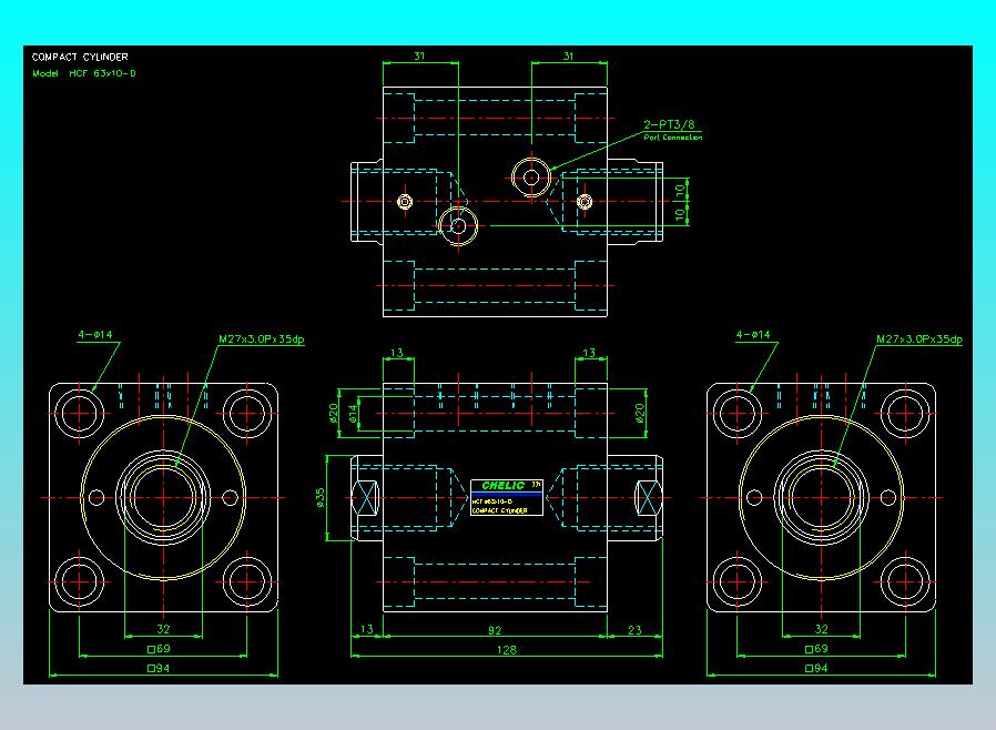 薄型气缸转角下压缸2D-HCF63x10-D