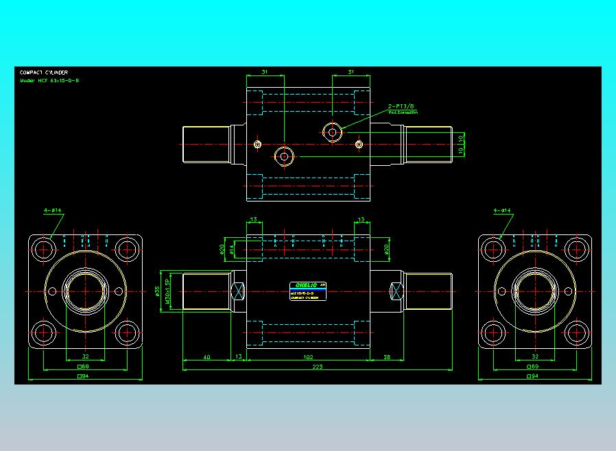 薄型气缸转角下压缸2D-HCF63x15-D-B