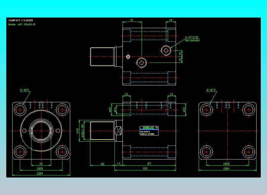 薄型气缸转角下压缸2D-HCF63x20-B
