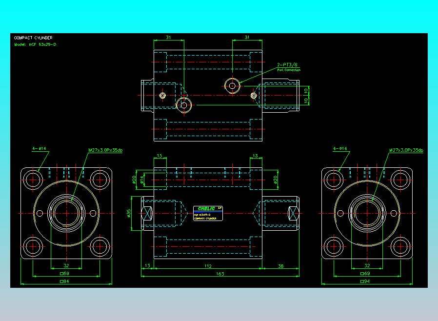 薄型气缸转角下压缸2D-HCF63x25-D